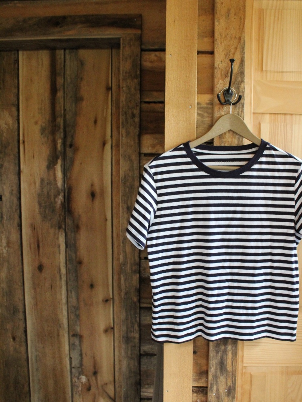 Free Assembly Nautical Navy Blue Striped 100% Organic Cotton Tee